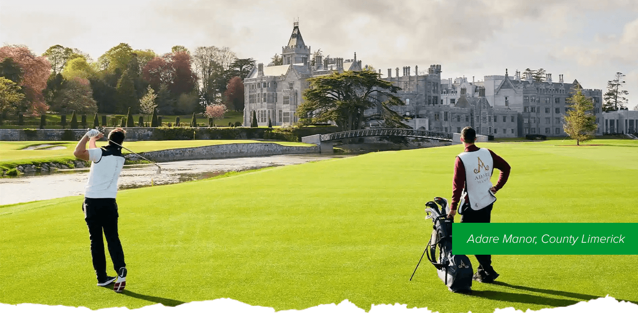 Two men golfing at Adare Manor in County Limerick